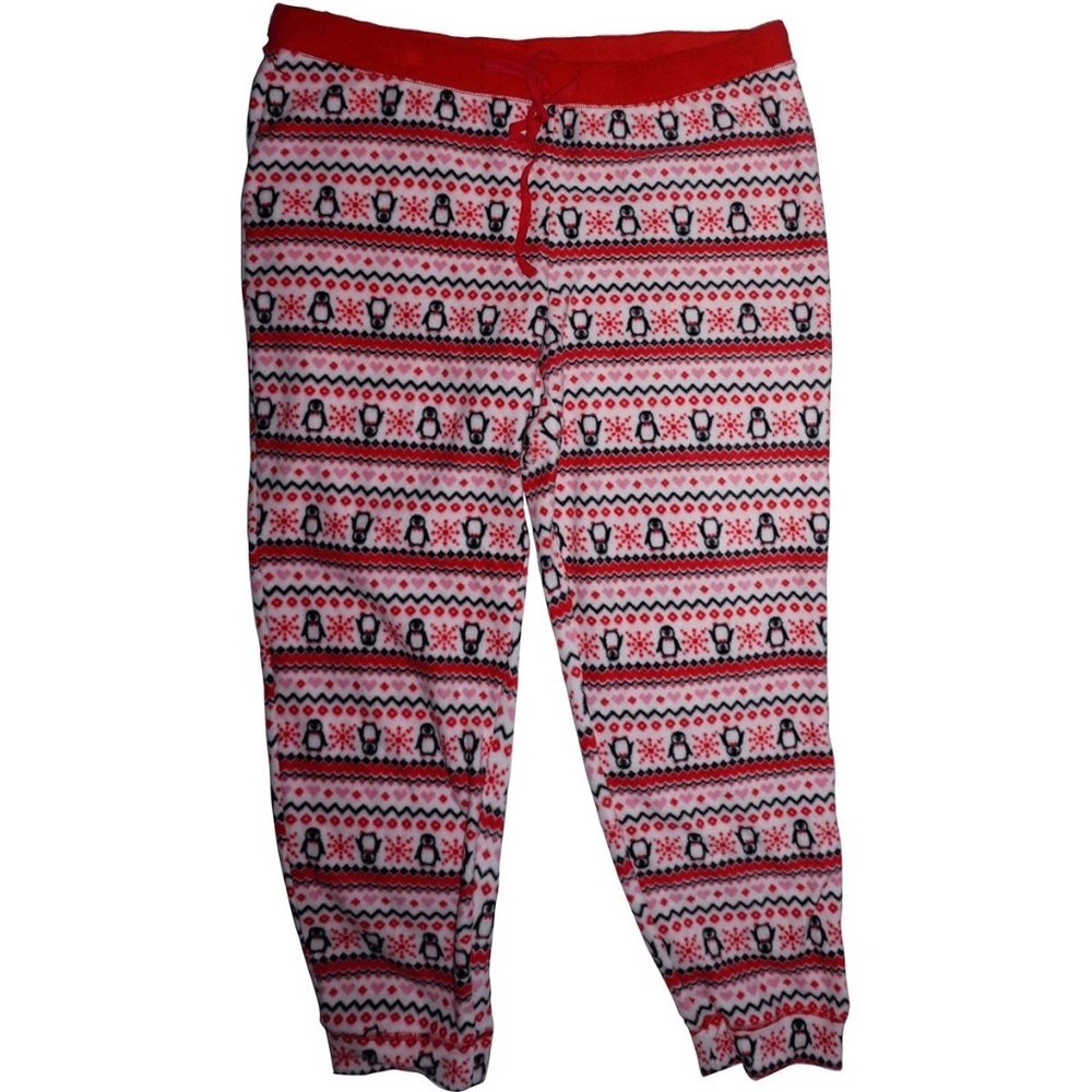 Jenni Fleece Jogger Pajama Pants Penguin Fairis Red